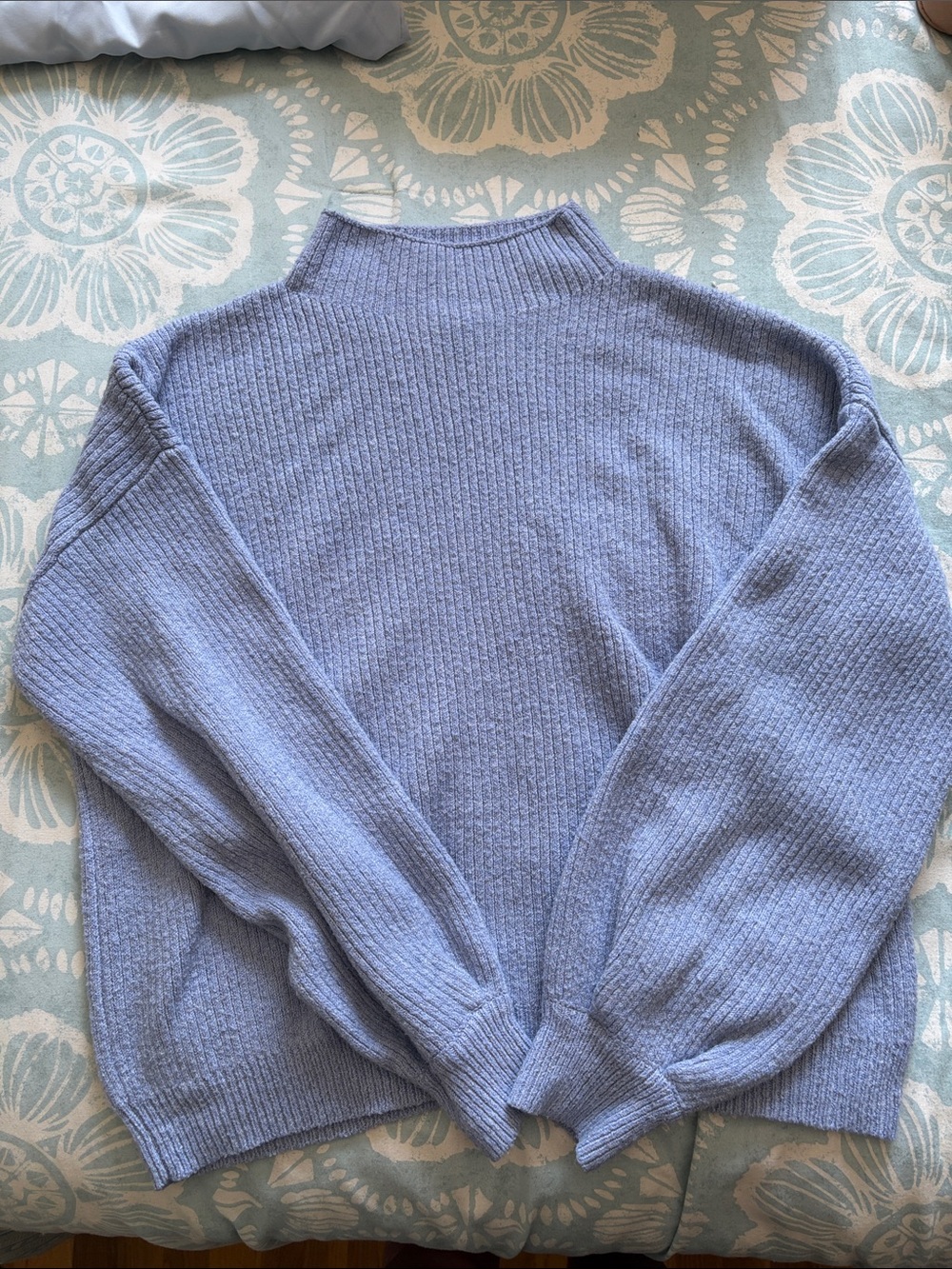 Light Lavender Mock Neck Ribbed Sweater